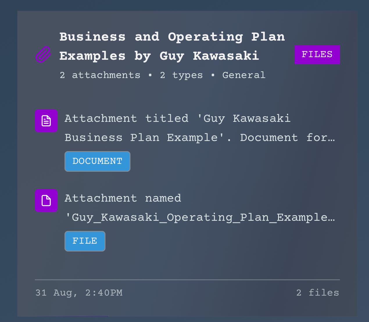 Attachment Cards - Files, documents, and media organization