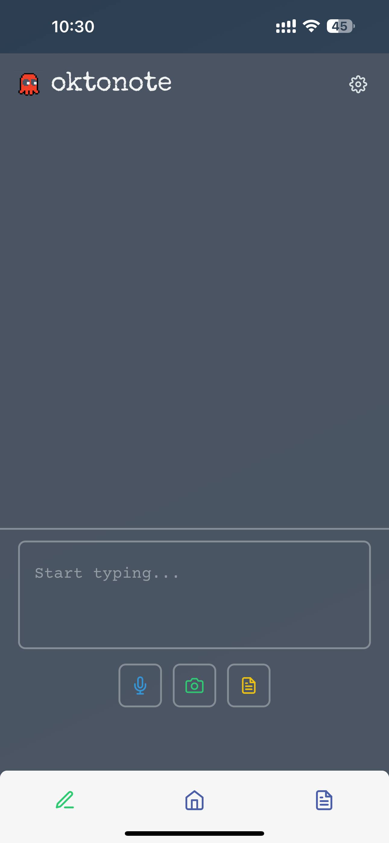 OktoNote capturing content - multiple input methods