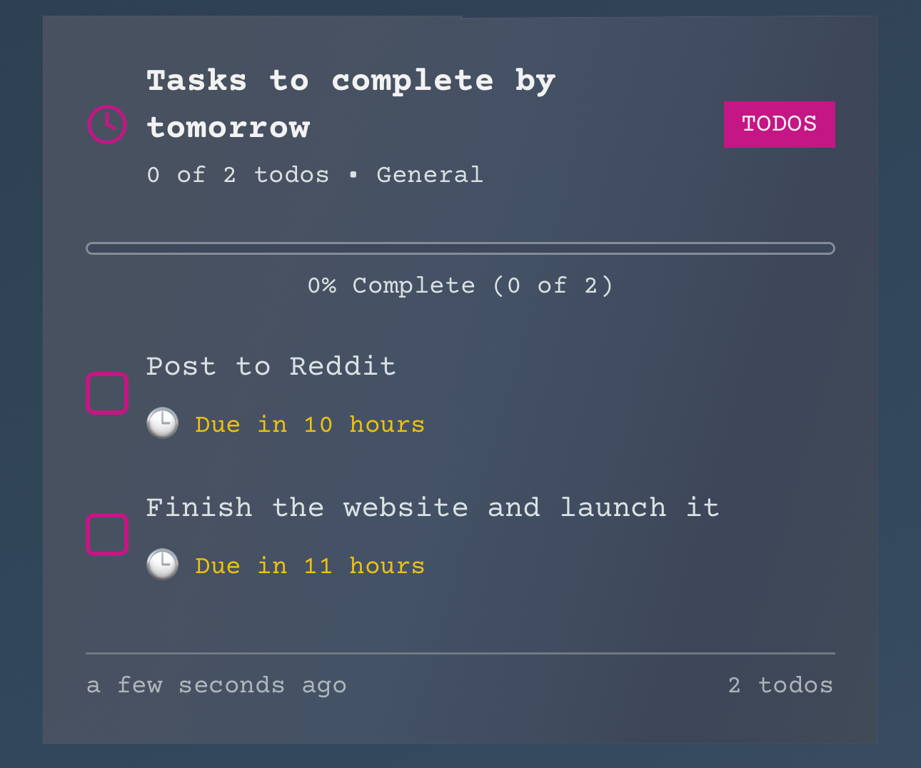 Todo Cards - Time-sensitive tasks with specific deadlines and due dates